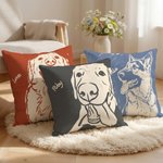 Personalized Hand-Drawn Doodle Style Pet Photo Portrait Soft Throw Pillow Cover with Name Home Decor Birthday Christmas Gift for Dog Cat Owners