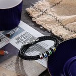 Personalised Braided Leather Birthstone Bracelet with Name