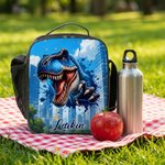 Personalized Cartoon Dinosaur Backpack Lunch Bag Pencil Case Set with Name Back to School Birthday Gift for Boys Dinosaur Lovers