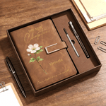 Personalized The New Chapter Birth Flower A5 PU Leather Notebook with Name and Text Retirement Birthday Gift for Retiree Bookworm