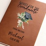 Personalized Birth Flower Bouquet Graduation Cap A5 Notebook with School Name and Year Class of 2026 Study Stationery Graduation Gift for Graduates