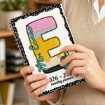 Personalised Pencil Initial 2026-2028 Planner A5 Spiral Notebook with Name and Monthly Planner Pages Birthday Teacher's Day Gift for Teacher