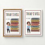Personalized Cartoon Teacher Character Canvas Print with Text Wall Decor Ship from USA with Name Back to School Appreciation Gift for Teacher