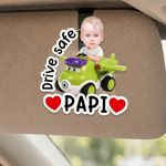 Personalised Cartoon Mini Lorry Drive Safe Baby Face Photo Acrylic Car Visor Clip Car Decor Birthday Father's Day Gift for Dad Grandad