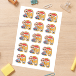 Personalised Cartoon Character Doodle Initial Waterproof Sticker Daily Use Back to School Gift for Kid