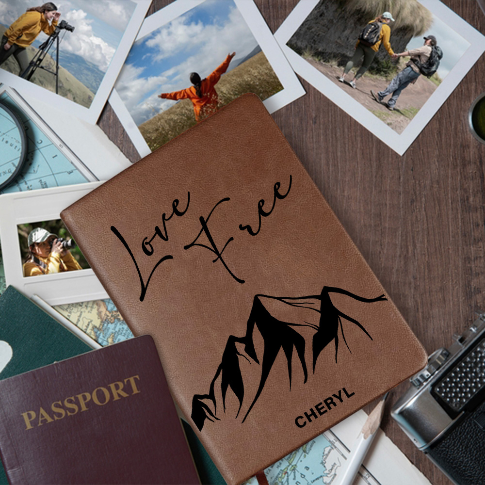 Personalisierte Berg Abenteuer 100 Seiten A5 Ledereinband Notebook mit Namen Geburtstag Geschenk für Reise-Enthusiasten Abenteurer ausgekleidet