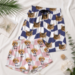 Personalised Photo Design Checkerboard Pyjama Bottoms with Name and Extra Pocket Bedroom Wear Birthday Gift for Woman Man Pet Owner