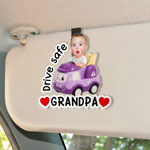 Personalised Cartoon Mini Lorry Drive Safe Baby Face Photo Acrylic Car Visor Clip Car Decor Birthday Father's Day Gift for Dad Grandad