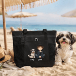 Personalized Cartoon Pet Photo Oxford Tote Bag with Name Daily Use Birthday Gift for Pet Owners