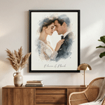Personalized Watercolour Wedding Photo Canvas Prints with Text Bedroom Decor Ship from USA Wedding Anniversary Gift for Couples Newlyweds