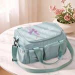 Personalized Birth Flower Name Multi-Compartment Waterproof Weekend Bag with Shoulder Strap Travel Accessories Birthday Gift for Women Girls