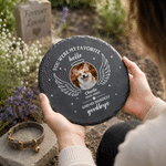 Personalised Circle Heart Shaped Heartwarming Text Pet Photo Garden Stone with Pet Name Garden Pet Memorial Gift for Pet Parent