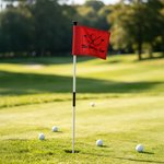 Personalised Golf Theme Pattern Pet Photo Multicolour Flag with Title and Location Course Accessories Golf Weekend Club Gift for Golf Lovers Golfers