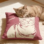 Personalized Hand-Drawn Doodle Style Pet Photo Portrait Soft Throw Pillow Cover with Name Home Decor Birthday Christmas Gift for Dog Cat Owners