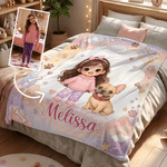 Personalized Fantasy Cartoon Kid Photo Pet Companion Soft Throw Blanket with Name Home Decor Baby Shower Birthday Gift for New Parents Kids