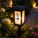 Personalized I Crossed the Rainbow Bridge Knowing I Was Loved Solar Garden Light with Name and Date Garden Decor Pet Memorial Gift for Pet Owner