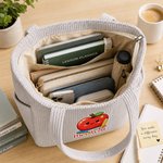 Personalized Pencil Teacher Theme Design Large Capacity Corduroy Tote Bag with Title & Surname Thank You Birthday Gift for Teacher