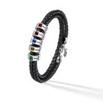 Personalised Braided Leather Birthstone Bracelet with Name