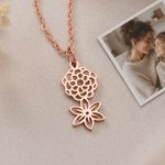Personalised 1-6 Birth Flower Necklace Dainty Jewellery Daily Wear Birthday Gift for Women Girlfriends