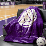 Personalised Netball Galaxy Star Style Soft Throw Blanket with Name and Year Home Decor Appreciation Team Gift for Netball Coach