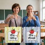 Henkilökohtainen Apple Pencil -muistikirja, monivärinen raidallinen, iso kangaskassi, tekstillä varustettu, päivittäiseen käyttöön, koulun alkuun, opettajien päivän lahja opettajille ja kasvattajille