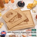 Personalized Engraved Christmas-Themed FSC Bamboo Cutting Board with Text and Juice Groove Ship from USA Housewarming Christmas Gift for Family