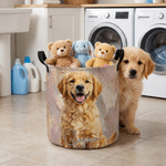 Personalised Oil Painting Style Pet Photo Large Capacity Laundry Basket with Name and Handle Nursery Decor Birthday Gift for Pet Owner Lover