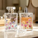 Personlig glassparfymeflaske med fødselsblomst og navn – kan fylles på igjen – til daglig bruk og reise – en perfekt bursdagsgave til kvinner, jenter og venner