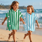 Personalized Multicolor Stripe Soft Quick Dry Hooded Beach Towel with Name Beach Party Summer Holiday Gift for Kid