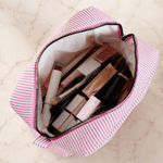 Personalised Cute Pet Photo Striped Makeup Bag with Name Travel Essential Birthday Gift for Pet Lovers