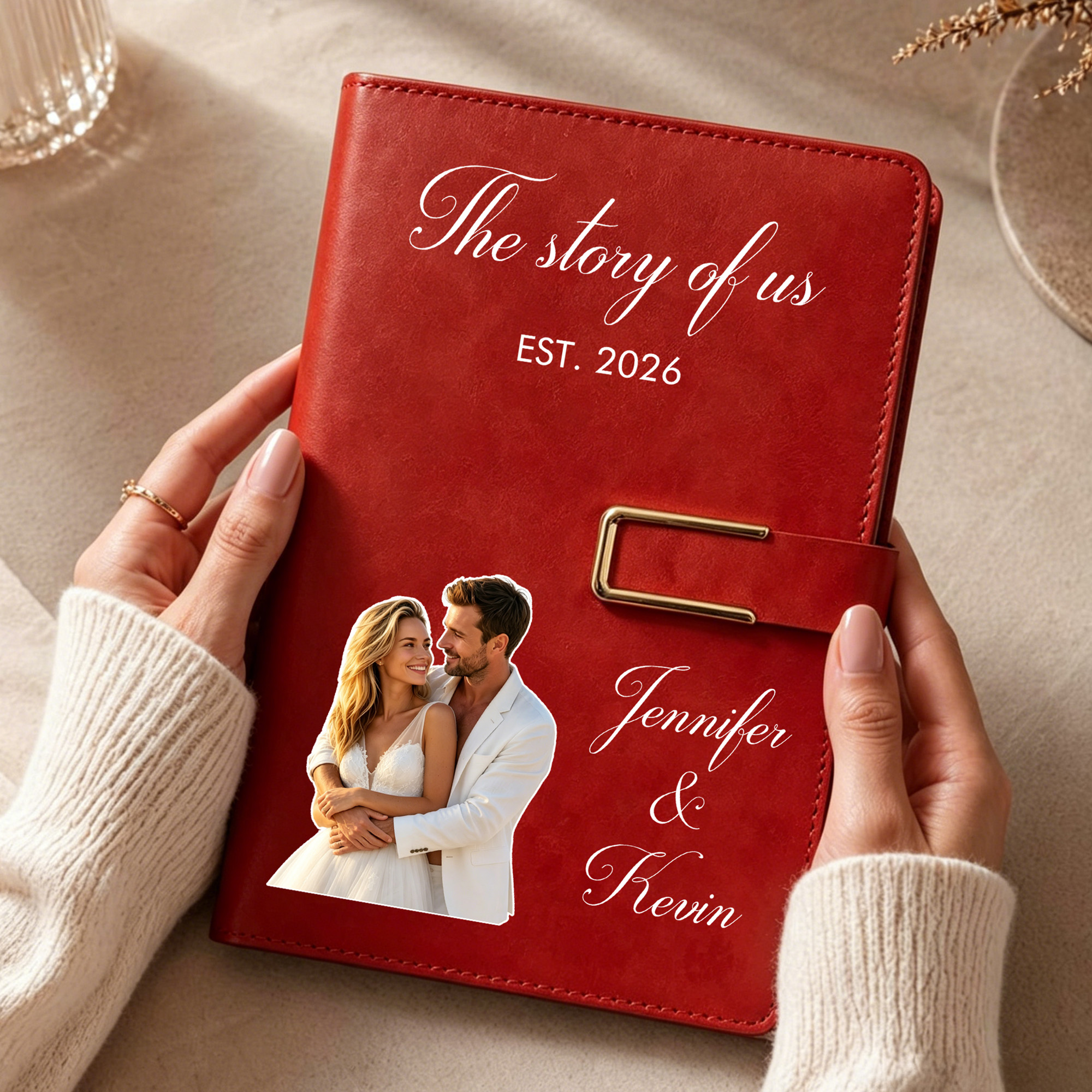 Personalisiertes A5-Notizbuch aus PU-Leder mit Paarfoto und Namen – Geschenk für den täglichen Gebrauch, zum Geburtstag, zum Jahrestag oder zur Hochzeit für Paare