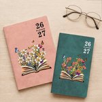 Personalized Birth Flower Butterfly A5 A6 PU Leather Journal Notebook with Year Library Bookish Book Club Gift for Bookworms