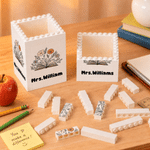 Personalized Flower Book Pattern Building Blocks Brick Pen Holder with Text Daily Use Desk Decor Teacher's Day Gift for Teacher Educator