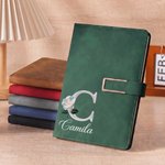 Personalised Pearl Effect Birth Flower Name PU Leather A5 Notebook with Pen and Gift Box Appreciation Birthday Gift for Teachers Colleagues