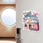 Personalized Cartoon Character Cruise Fridge Magnet with Name Home Decor Birthday Summer Travel Gift for Couple Friend