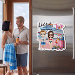 Personalized Cartoon Character Cruise Fridge Magnet with Name Home Decor Birthday Summer Travel Gift for Couple Friend