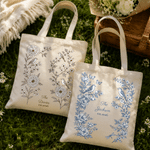 Personalized Vintage Floral Sparrow Mandarin Duck Large Capacity Tote Bag with Name and Year Daily Use Anniversary Gift for Woman Couple