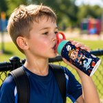 Personalised Fantasy Unicorn Space Dinosaur Cartoon 12 oz Insulated Kid Water Bottle with Name Back to School Birthday Gift for Boys Girls