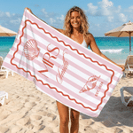 Personalised Mr and Mrs Striped Quick Dry Oversized Beach Towel with Family Name Honeymoon Wedding  Gift for Couple