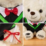 Ourson en peluche de remise des diplômes personnalisé avec nom et année - Chapeau universitaire - Cadeau pour les diplômés