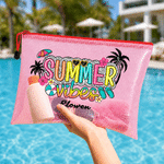 Personalised Summer Vibes Design Waterproof Beach Bag with Name Birthday Beach Party Gift for Her