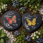 Personalised Birth Flower Butterfly Heart Circle Shaped Garden Stone with Name and Year Garden Decor Memorial Gift for Family
