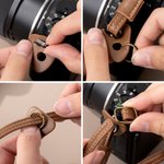 Personalised Simple Text Adjustable PU Leather Camera Strap Birthday Anniversary Gift for Dad Photographer