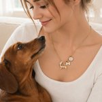 Personalised Cute Dachshund Bone Necklace with Initial Pendant Dainty Jewellery Birthday Appreciation Gift for Pet Lovers