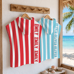 Personalized Multicolor Stripe Soft Quick Dry Hooded Beach Towel with Name Beach Party Summer Holiday Gift for Kid