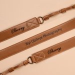 Personalised Simple Text Adjustable PU Leather Camera Strap Birthday Anniversary Gift for Dad Photographer