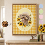 Personalized Gingham Floral Sunflowers Pet Photo Canvas Prints with Name Wall Art Home Decor Ship from USA Pet Birthday Gift for Pet Lover Owner