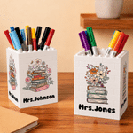 Personalized Flower Book Pattern Building Blocks Brick Pen Holder with Text Daily Use Desk Decor Teacher's Day Gift for Teacher Educator