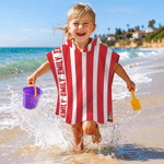 Personalized Multicolor Stripe Soft Quick Dry Hooded Beach Towel with Name Beach Party Summer Holiday Gift for Kid