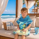 Personalised Dinosaur Mermaid Soft Kids Hooded Beach Towel with Name and Initial Beach Party Summer Vacation Birthday Gift for Boys Girls